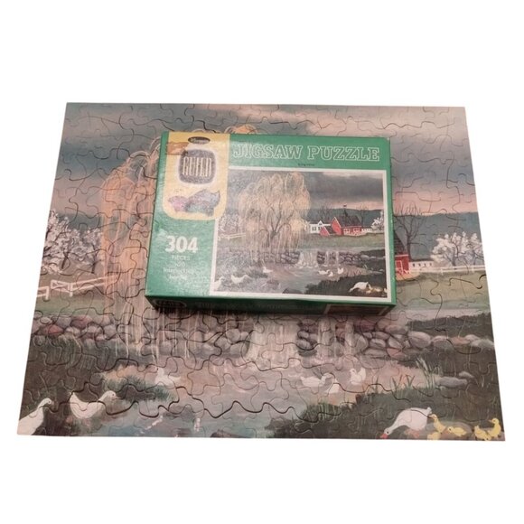 Vintage Guild 304-Piece Spring Willow Complete Jigsaw Puzzle Farm Scene - Picture 2 of 2